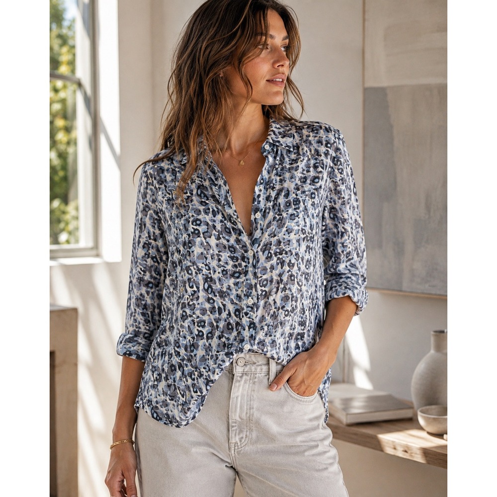 Rails‎ Josephine Blue Abstract Print Button Down Shirt Lightweight Rayon S